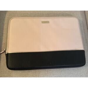 Kate Spade Black & Pink Laptop Computer Padded Case Sleeve Zip Saffiano Leather